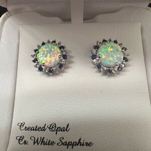 Opal and Sapphire Earrings. NIB